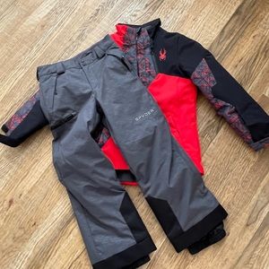 Spyder Boys Ski Set Pants jacket size 10 12 red black